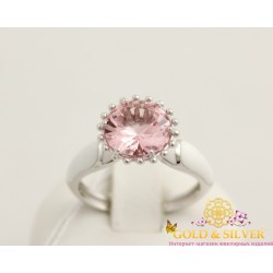 Серебряное кольцо с розовым камнем 330683а